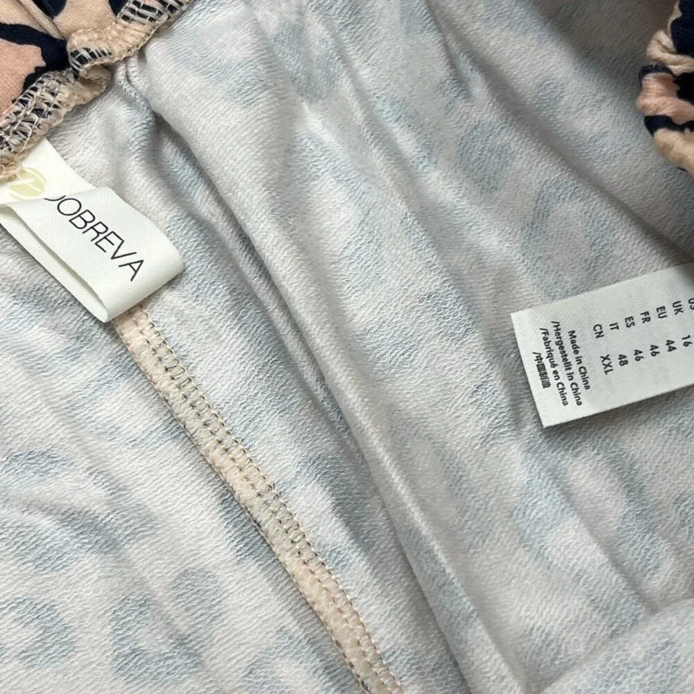 Dobreva Pajamas Set Pink Leopard Animal Print Modal Blend Size XL Lounge Cozy‎